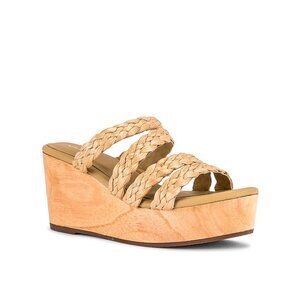 Kaanas Providencia Raffia Strappy Wood Wedge NEW - Size 10 Women's